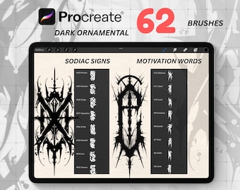 62 Ornamental Tattoo Brushes for Procreate - Ornamental and floral tattoo - ornament tattoo stencil - tattoo designs - digital download