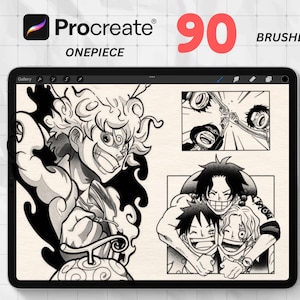 Procreate Brushes – 90 One Piece Anime | Manga Stamps | Coloring Book Tattoo & Digital Art Brush Set for Procreate on iPad
