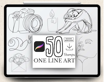 Procreate Single Line Art Brushes: Tattoo Design Flash Stamps (Digital Download)