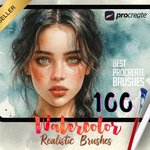 Procreate aquarelpenselen: 100+ natte en droge textuurstempels (digitale download)