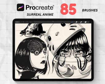 85 Anime Surrealism Tattoo Stamps for Procreate | Face & Figure Brushes | Realistic Procreate Stencil | Digital Flash for Tattoo Artists