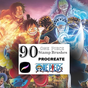 Procreate Brushes – 90 One Piece Anime | Manga Stamps | Coloring Book Tattoo & Digital Art Brush Set for Procreate on iPad