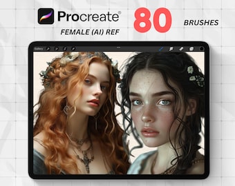 80 Realism Tattoo Stamps for Procreate | Face & Figure Brushes | Realistic Procreate Stencil | Digital Flash for Tattoo Artists | Female