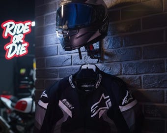 Motorcycle Helmet Rack Wall Mount Display 3D Printed Garage Storage Minimalist Gear Hanger