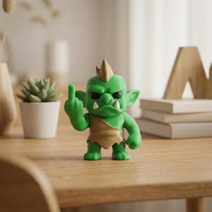 Funny Middle Finger Goblin Rude Green Orc Figurine Grumpy Desk Decoration