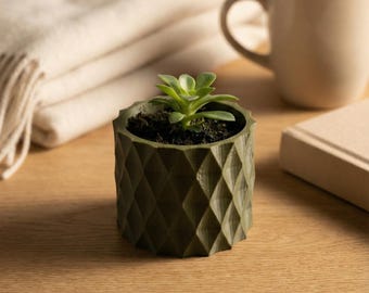 Geometric Succulent Planter Modern 3D Printed Flower Pot Indoor Home Decor Gift