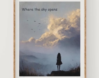 Spiritual Expansion Minimalist Landscape Wall Art – Where the Sky Opens, Meditation Contemplation, Calming Nature Print, Inner Peace Decor