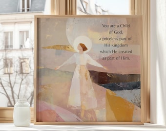You Are a Child of God Wall Art, ACIM Quote Printable, Spiritual Affirmation, Soft Sacred Light Decor, Peaceful Christian Mystical Artwork