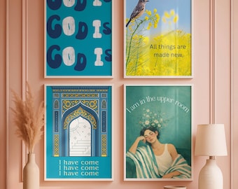 Upper Room Wall Art Set of 4 | ACIM Inspired Spiritual Prints for Inner Peace, Awakening & Higher Consciousness | Meditation Decor