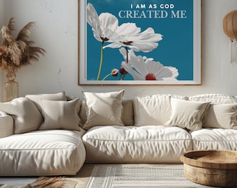 I Am As God Created Me Printable Wall Art | ACIM Affirmation for Self Worth, Healing & Inner Peace | Spiritual Meditation Decor
