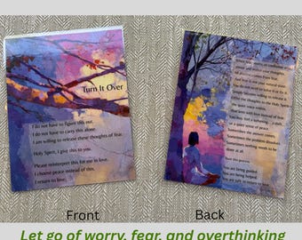 Turn It Over Prayer Card | ACIM Holy Spirit Prayer | Release Fear, Worry & Overthinking | Laminated Spiritual Affirmation Card for Peace