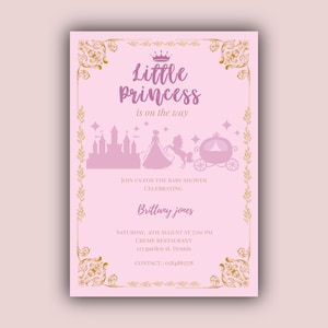 Princess Baby Shower Invitation: Pink Royal Theme (Editable Template)