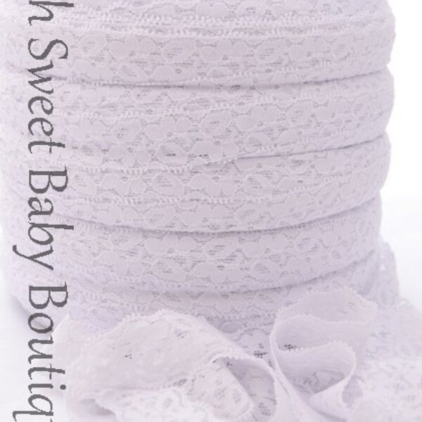1" Lace Elastic 5 Yards White