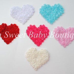 Shabby Rosette Heart Chiffon Valentines Day Heart QTY 3
