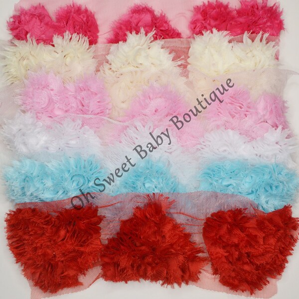 Shabby Heart Chiffon Valentines Day Heart QTY 3