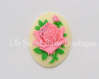 Rose Cameo Cabochons Qty 2