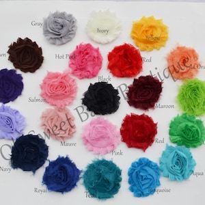 Shabby Flowers 2.5 inches Shabby Rose Trim Wholesale, Shabby Chiffon Flower Headbands, By the yard, 1/2 yard or 3 flowers