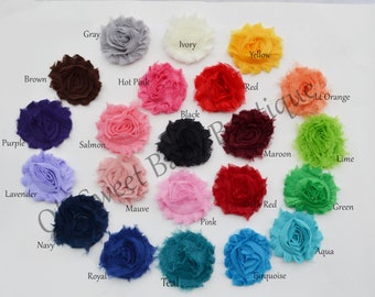 Shabby Flowers 2.5 inches Shabby Rose Trim Wholesale, Shabby Chiffon Flower Headbands, By the yard, 1/2 yard or 3 flowers