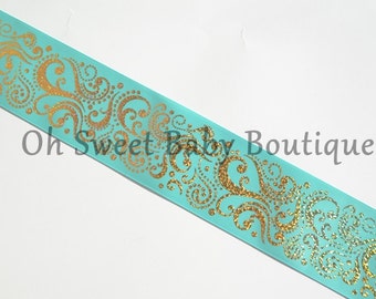 3" Tropic Gold Holographic Fancy Swirl Ribbon *Cheer Bow Ribbon*
