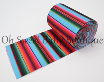 Turquoise Serape Zarape Mexican Blanket 3&quot; Ribbon 1 Yard Fiesta