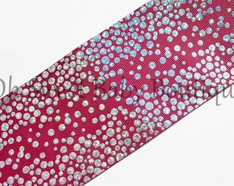 3" Wine with Silver Holographic Fancy Dot  *Cheer Bow Ribbon*