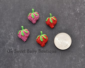 Strawberry Rhinestone Slider QTY 2, Rhinestone Embellishment, Buckle, Blink, Craft Supplies, Bow Supplies, Bow Center