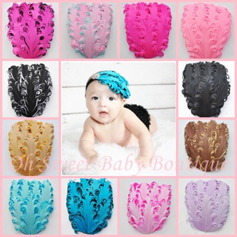 May include: Assortment of ten feather headbands in various colors, including pink, blue, teal, black, brown, and purple. The headbands are made of soft, feathery material and are perfect for adding a touch of whimsy to any outfit.