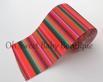 Red Serape Zarape Mexican Blanket 3&quot; Ribbon 1 Yard Fiesta