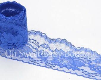 3" Floral Lace Royal Blue 10 Yards