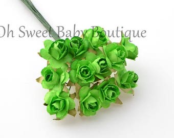 Lime 1/2" Small Paper Flowers Rose, Unicorn Headbands, Floral Crowns, Floral Headbands, Milinery flower, mulberry rose