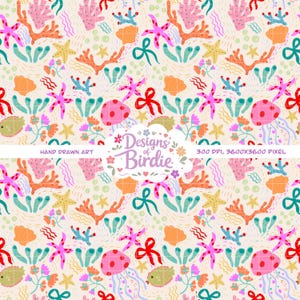 Colorful Sea Animals Pattern Rainbow Marine Digital Paper Watercolor Ocean Nursery Print Vibrant Fish and Whale Surface Design handmade PNG