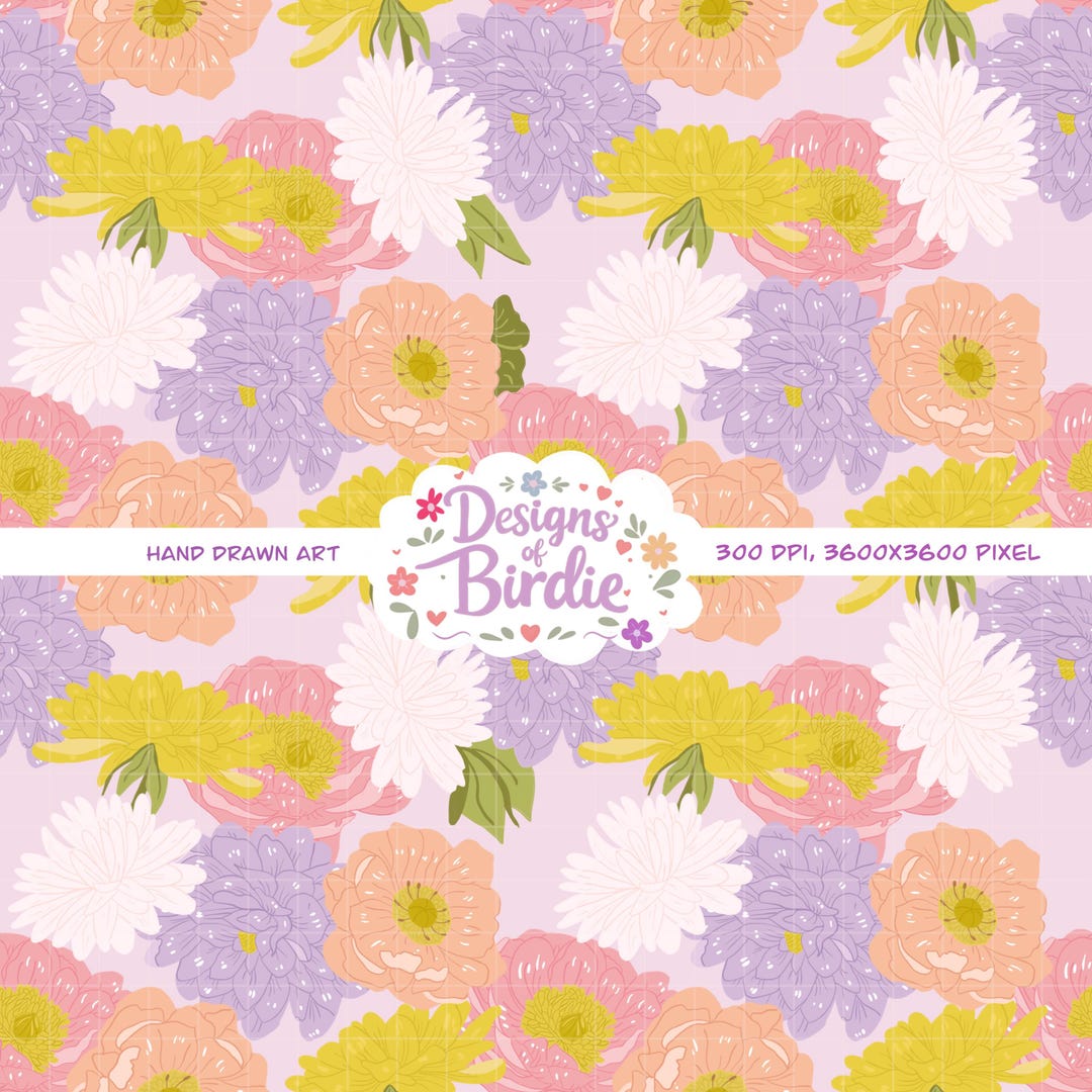 Digital Lavender Floral Seamless Pattern, Pastel Garden Surface Design ...