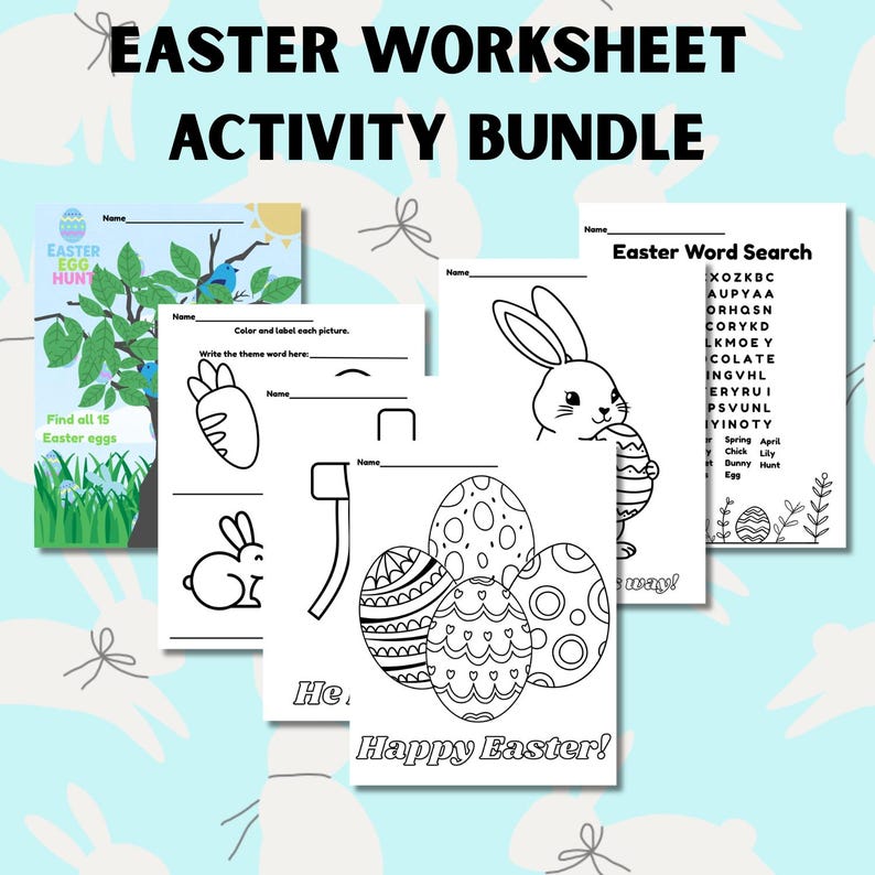 Easter Activity Worksheet Bundle Printable for Kindergarten, 1st Grade ...