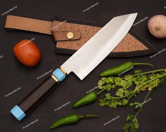 Handgemaakt Kiritsuke-koksmes – koolstofstalen mes, uniek jubileum of cadeau voor hem