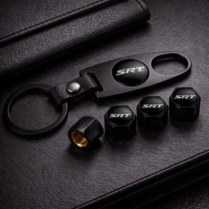 SRT Keychain & Valve Cap Bundle - Black