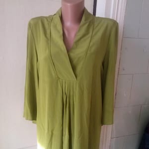 Van Laack Green Boho Neckline Tunic Top Size M
