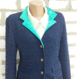 Werner Graumann Blue Tweed Collared Jacket Size L