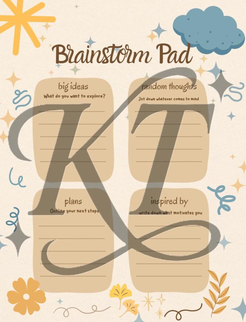 Brainstorm Pad – Printable Idea Capture Tool for Creatives | Instant ...