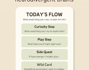 ND-Friendly Daily Task Flow Sheet | Printable Productivity Template | Gentle Planner for ADHD, Autism, Neurodivergent Brains