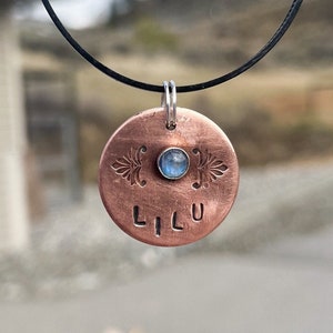 Hundemarke Made in Canada! Handgemacht aus massivem Kupfer oder Messing, Tiermarke mit echten Edelsteinen, persönliches Geschenk