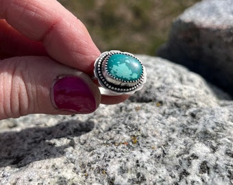 Handmade in Canada!  Adjustable Sterling Silver and Turquoise ring, handmade ring, western ring, artisan jewelry