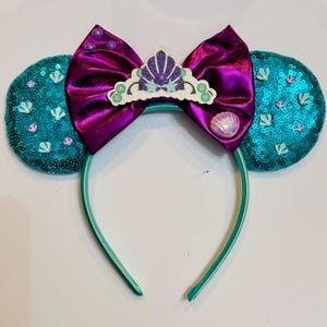 Little Mermaid inspired Mickey Mouse - Minnie Mouse ears headband. Ariel Disney headband. lightweight. standard size.