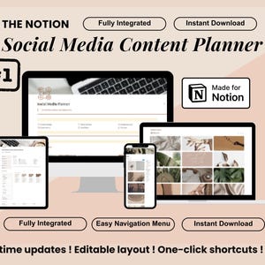 Social Media Manager Notion Template Content Creator, Business Marketing Dashboard Creator Notion social media coach Content Planner