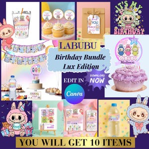 Labubu Birthday Party Kit: Printable Decorations, Invitation, Banner (Digital Download