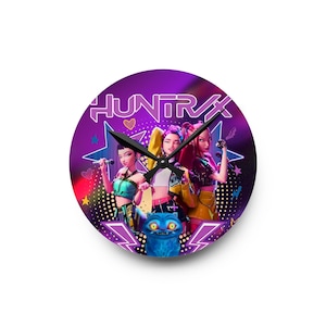 KPOP demon hunter clock netflix inspired demon hunter wall decor huntrix KPOP demon hunters clock Rumi mira holiday gift birthday gift