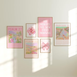 Christian Wall Art Bundle in Pink Coquette Wall Prints Bundle Bedroom Wall Art Trendy Bible Verse Printable Modern Scripture Wall Art Psalms