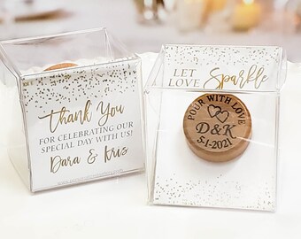 Let Love Sparkle Custom Wine Stopper Box Set, Custom Wedding Favors