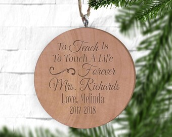 Personalized Teacher Ornament - Personalized Ornament - Engraved Wooden Gift Tag - Engraved Wooden Christmas Ornament - Wood Ornament