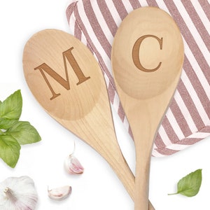 Monogram Spoon - Personalized Wooden Spoon - Monogram Kitchen Gifts - Custom Initial Engagement Gifts - New Home Gift - Baking Utensil