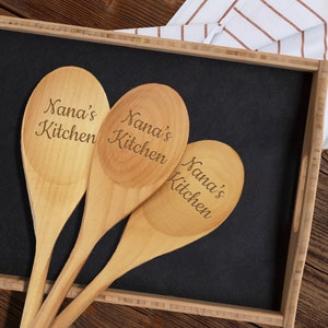 Nana's Kitchen Wooden Spoon Custom Name Kitchen Utensil Grandma Birthday Gift Rustic Kitchen Decor image 3